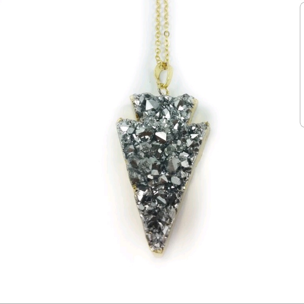 Silver and Gold Druzy Necklace